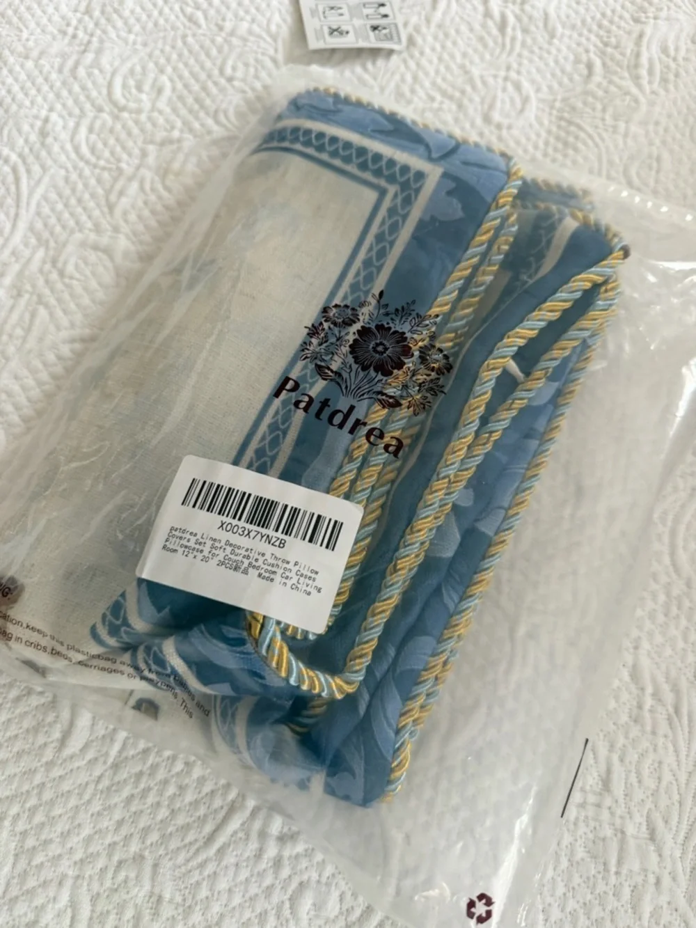 Leopard Motif Rectangular pillow case Pair in Blue and Beige